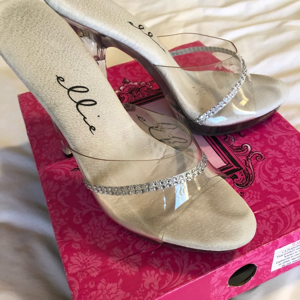 Ellie Women's Clear Heels with Sparkling Strap